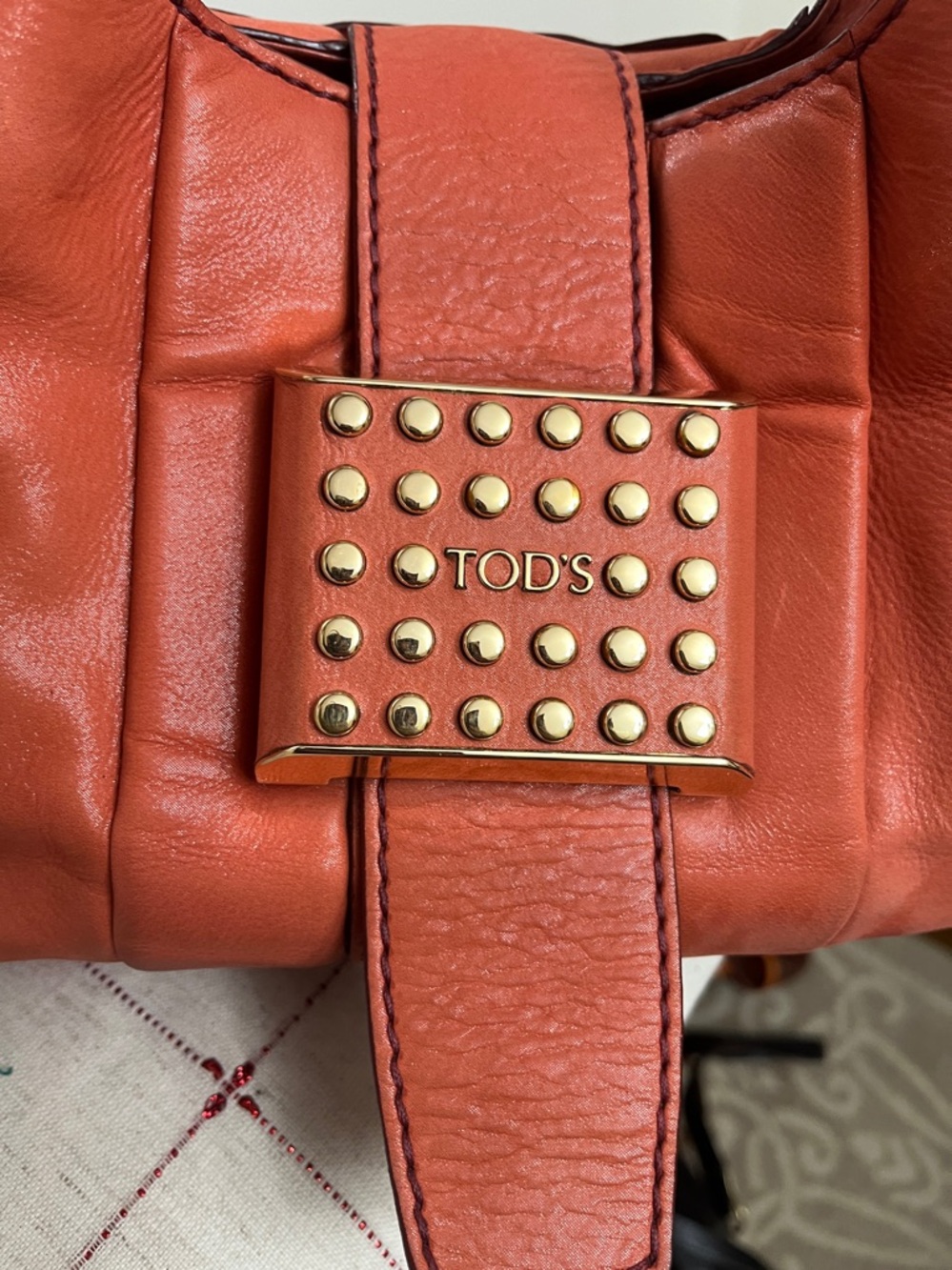 Tod's  nubuck Leather Shoulder Bag with Gold Hardware - Picture 16 of 16